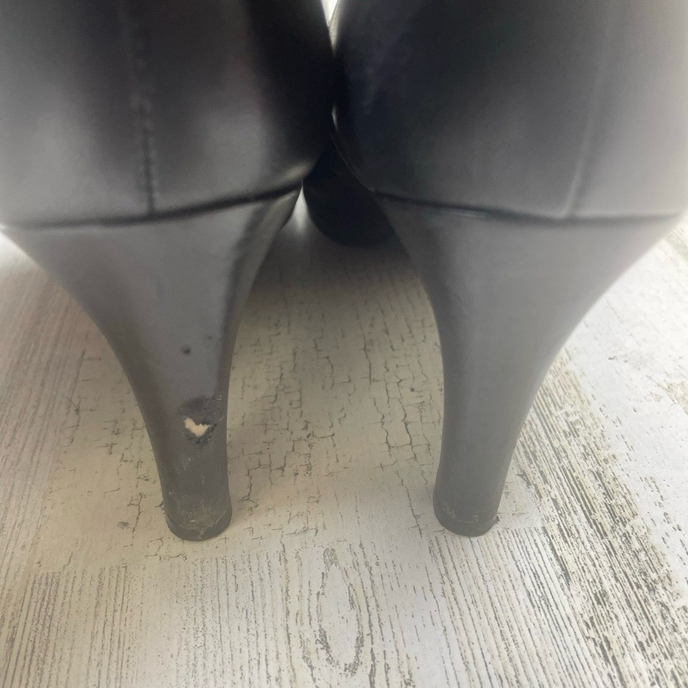 ANTONIO MELANI Black Knee High Square‎ Toe Heeled Smooth Leather Boots size 7.5 - Picture 2 of 10